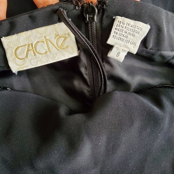 Cache Cut Out Open Back Beaded Trim Black Maxi Dress - Picture 3 of 6